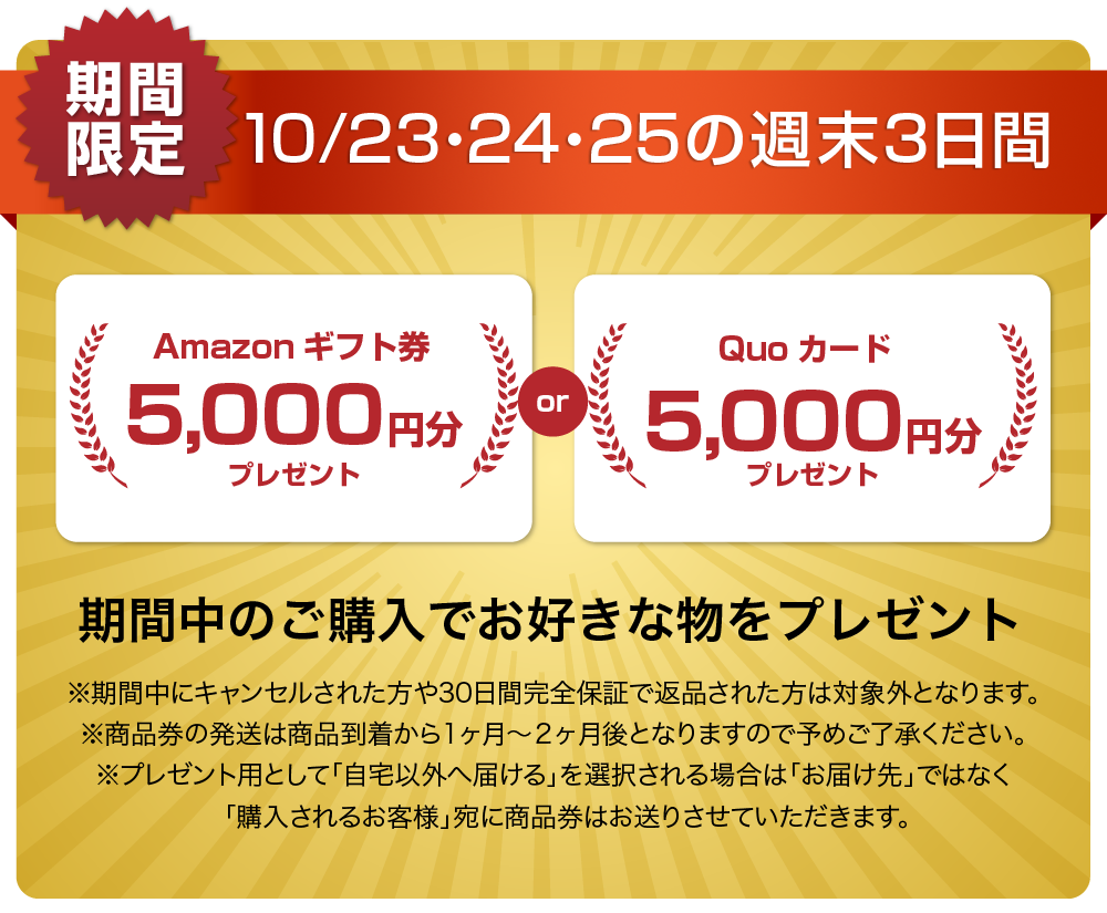 QUOカードまたはAmazonギフト券5000円分プレゼントキャンペーン"